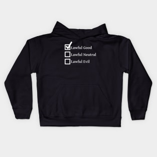 Lawful Good DND 5e Pathfinder RPG Alignment Role Playing Tabletop RNG Checklist Kids Hoodie